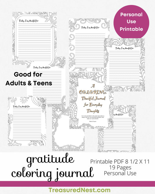 Gratitude Coloring Journal - Adult and Teens