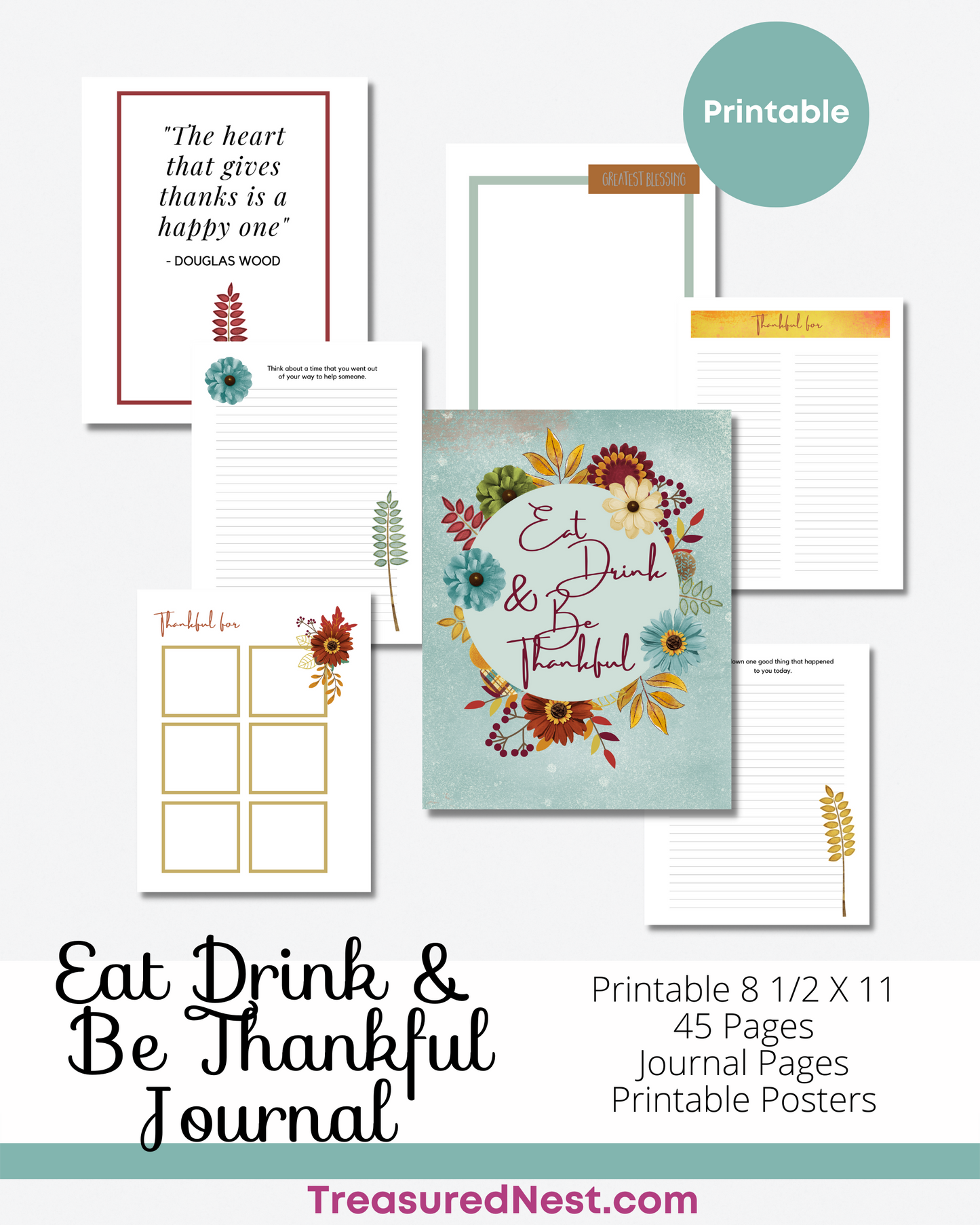 Eat, Drink and Be Grateful Journal